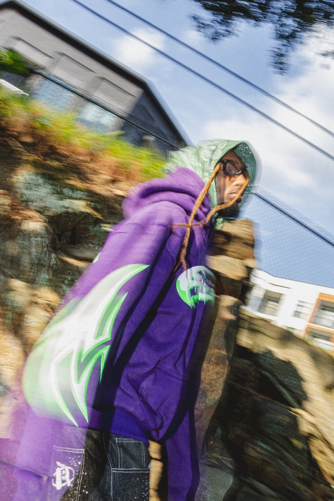 Purple and green hoodie hotsell